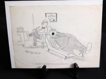 Original Signed Bill Yates Sketch Created Late 1950s