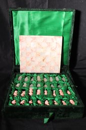 Stone Chess Set With Board And Green Felt Case