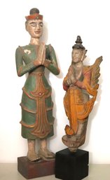 Vintage Hand Carved/painted Wood Figures Possibly Burmese
