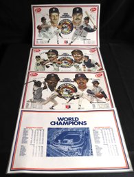 Detroit Tigers 1984 World Champs Laminated Placemats From Elias Brothers Restaurant - 1984 World Series Champs