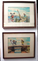 Set Of  Traditional Framed Watercolor Paintings