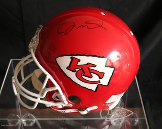 Joe Montana Kansas City Chiefs Autographed Football Helmet With Plexiglass Display Case With COA