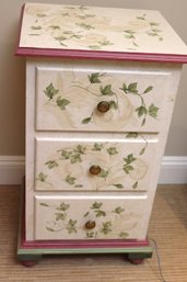 Cute Little Floral Stenciled Chest/nightstand, Great For Kids Or Guestroom!