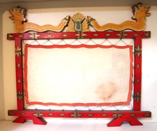 Vintage Traditional Hand Painted Frame With Serpent/dragon Motif On Top