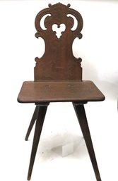 Primitive Handmade Wood Chair Dated HFW 1814 With Carved Angel & Deer Accents