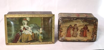 Two Antique Biscuit Tins Measuring 7 To 8