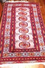Vintage Handwoven Rug With A Beautiful Pattern Throughout Approx. 60 X 37 Inches