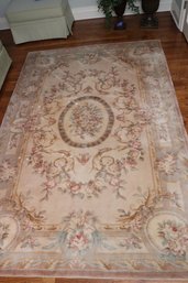 Romantic French Style Aubusson Design Woven Area Rug In Light Pink.