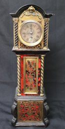 Miniature Boulle Faux Tortoiseshell Tall Case Clock Made In W Germany With Key.
