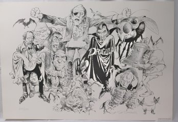 Mort Drucker Autographed Poster Featuring Monster Characters.