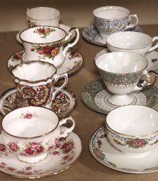 Collection Of Cups And Saucers As Pictured Including Limoges, Elizabethan, Aynsley, Rosina, Royal Albert, Colc