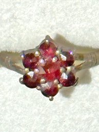 Young Girls Sterling Silver And Garnet Ring-size 5.75