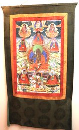 Vintage Tapestry Print With Ancient Buddhist Gods In The Heavens