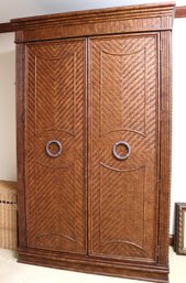 Lexington Woven Wicker Armoire With Plenty Of Room For Storage With Mirrored Doors