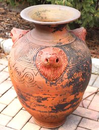 Planter With Lion Head Accents