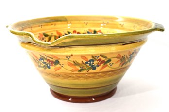 Oversized Ceramic Hand Painted Decorative Mixing Bowl Made In France & Roscher Plate