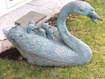 Vintage Cast Bronze Swan Sprinkler Fountain