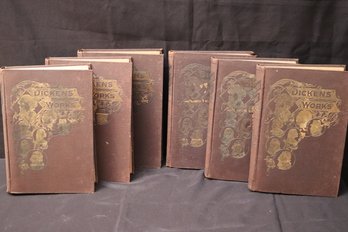 Vintage Dickens Works Hard Cover Books Dated 1870, 6 Volume Set