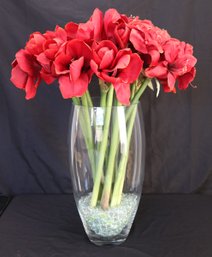 Beautiful Floral Centerpiece Includes Glass Vase, Glass Beaded Accents & Floral Display