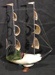 Vintage Sail Ship Lamp Decor Made In Acapulco From Horn