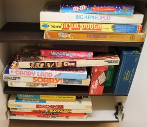 Vintage Board Games As Pictured Including The Mad Magazine Game, Clue, Parcheesi Candy Land And More