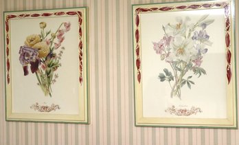 Framed Botanical Prints Of Iris And Columbine