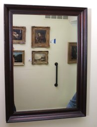 Vintage Rectangular Mirror In Dark Wood Frame