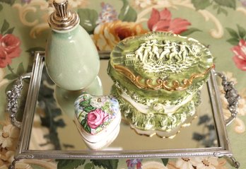 Decorative Vanity Accessories With Tray Includes Capodimonte And Crownford As Pictured