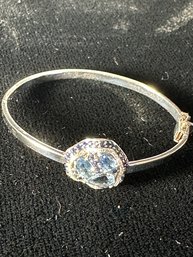 14K WG Beautiful Sapphire And Diamond Hinged Bangel Bracelet-size 5.5