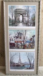 Three Scenes Of Paris Professionally Framed. Frame 19 X 41