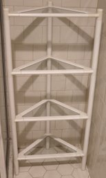 White Triangular Corner Shelf Unit With 4 Glass Shelves