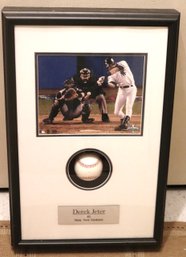 Derek Jeter # 2 NY Yankees Photograph With Baseball And COA In Shadow Box Frame