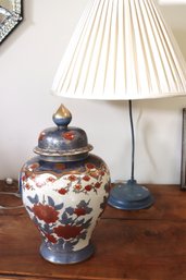 Vintage Floral Shimazu/ Satsuma Porcelain Urn In A Crackled Finish, Signed On Underside.