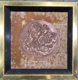 Antique Bronze Medallion Wall Hanging With Figures And Angels.
