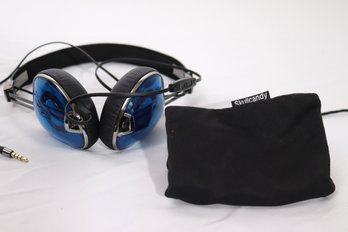 Pair Of Blue Skull Candy Padded Headphones With Carry Bag