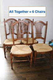 Lot Of 6  Country French Dining Chairs With Rattan Seats. Measure 20 X 17 X42 T. Seat Depth 17, Height