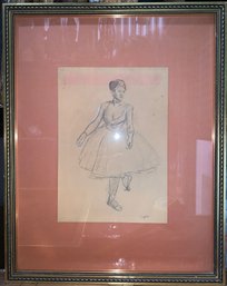 Old Colored Lithograph Study Of A Ballerina, Signed Degas In The Stone.
