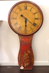 Ben Collyer, London, Red Chinoiserie Electric Wall Clock.
