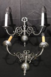 Pair Of Ornate Decorative Electrified Wall Sconces Approx. 15 X 12 Inches