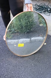 Round Modern Wall Mirror With Box Measuring Approximately 24 Diameter.