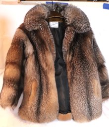 Vintage Crystal Fox Fur Jacket With Generous Collar.