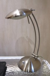 Modern Silver Metal Table Lamp In Working Order.