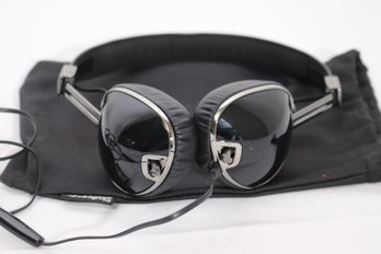 Pair Of Black Skull Candy Padded Headphones With Carry Bag