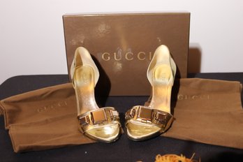 Gucci Gold Pumps With Gold Tone Stones Size 5 1/2