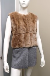 Designer SOH Size Small Womans Fur Vest Silk Lined In  Fabric