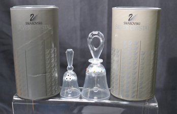 Swarovski Silver Crystal Solaris Bell 7467 And Table Bell Including Padded Cases