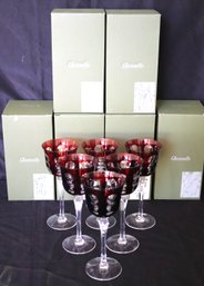 Set Of 6 Christofle Kawali Roemer Rouge Red Wine Glasses Made In France With Boxes Signed On The Bottom Of