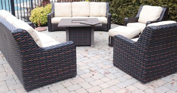 Quality Outdoor Patio Set From Fortunoffs, Includes Sunbrella Cushions, In Overall Good Condition As Pictured.