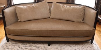 Swain Transitional Demi Lune Sofa With A Neutral Tone, Quality Corduroy Like Fabric