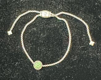 Davind Yurman Sterling Silver And Emerald Cluster Adjustable Lariat Style Bracelet